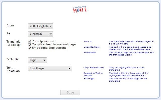 Language Mate  from Chrome web store to be run with OffiDocs Chromium online