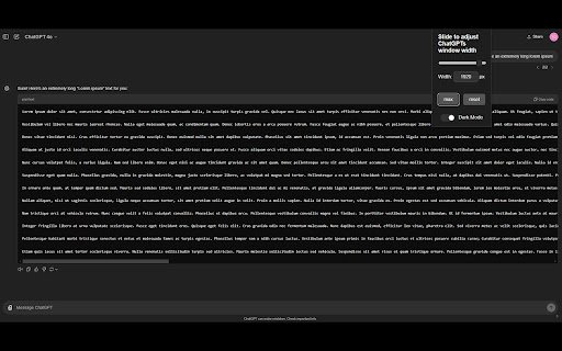 Larger ChatGPT Interactive Window  from Chrome web store to be run with OffiDocs Chromium online