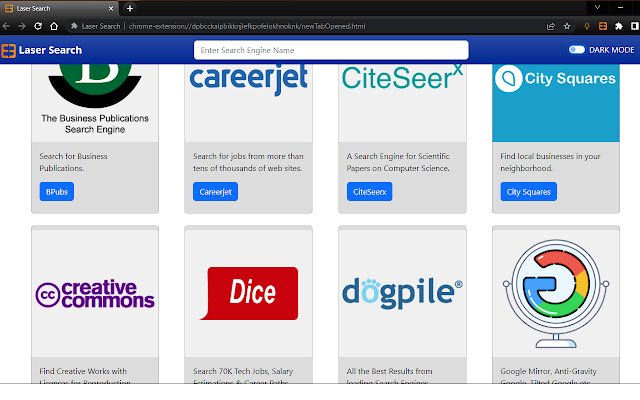 Laser Search mula sa Chrome web store na tatakbo sa OffiDocs Chromium online