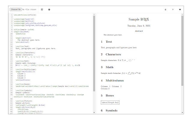 LaTeX Editor  from Chrome web store to be run with OffiDocs Chromium online