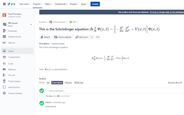 LaTeX for Jira Cloud Math Editor daripada kedai web Chrome untuk dijalankan dengan OffiDocs Chromium dalam talian