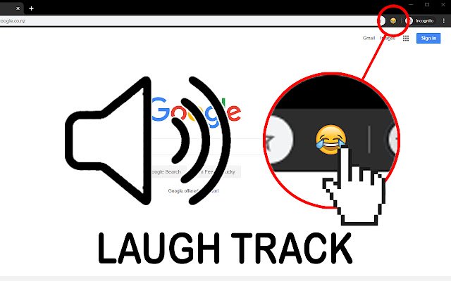 Laugh Track  from Chrome web store to be run with OffiDocs Chromium online