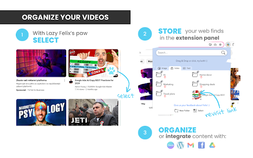 Lazy Felix Visual Bookmarking  from Chrome web store to be run with OffiDocs Chromium online