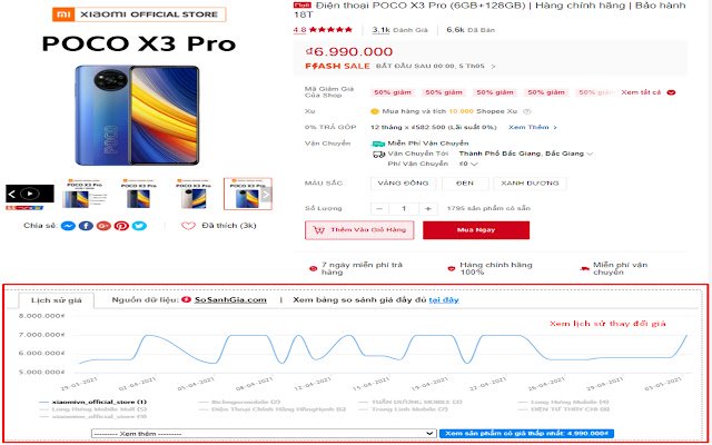 Lịch sử giá 2  from Chrome web store to be run with OffiDocs Chromium online