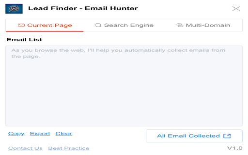 Lead Finder Email Hunter  from Chrome web store to be run with OffiDocs Chromium online