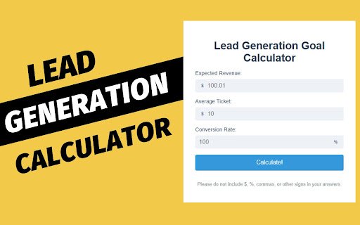 Lead Generation Goal Calculator  from Chrome web store to be run with OffiDocs Chromium online