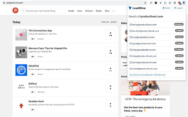 LeadMine Prospector  from Chrome web store to be run with OffiDocs Chromium online LeadMine Prospector  from Chrome web store to be run with OffiDocs Chromium online