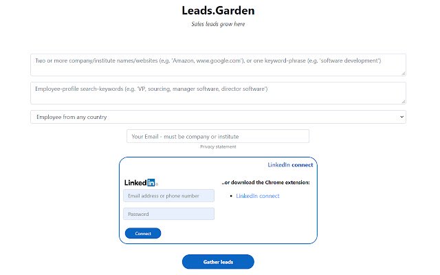 Leads.Garden connect  from Chrome web store to be run with OffiDocs Chromium online