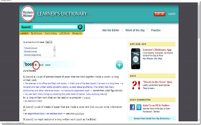 Learners Dictionary Speaker de Chrome web store se ejecutará con OffiDocs Chromium en línea