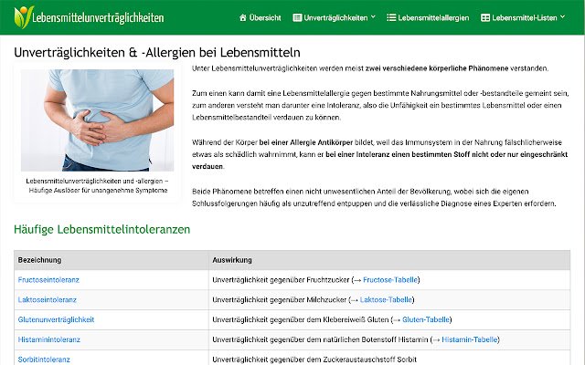 Lebensmittelunverträglichkeiten  from Chrome web store to be run with OffiDocs Chromium online