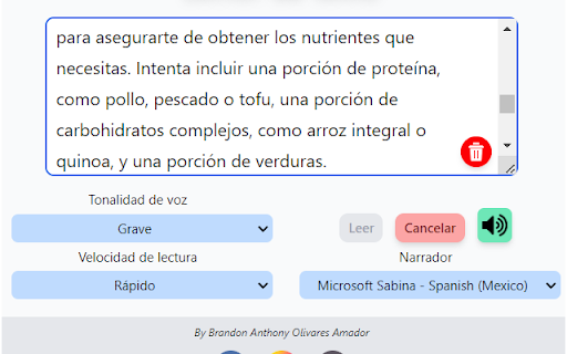 Lector de texto Español, Inglés  from Chrome web store to be run with OffiDocs Chromium online