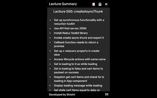 Lecture Summary: Youtube, Udemy And Coursera  from Chrome web store to be run with OffiDocs Chromium online