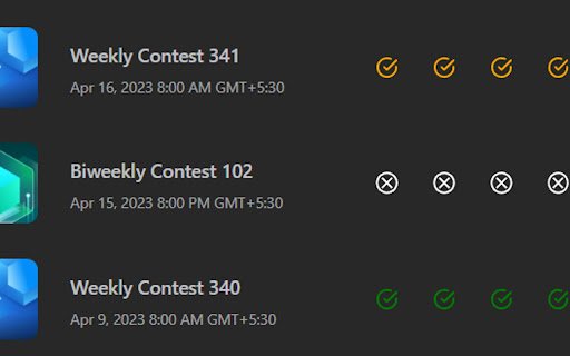 Leetcode Contest Tracker  from Chrome web store to be run with OffiDocs Chromium online