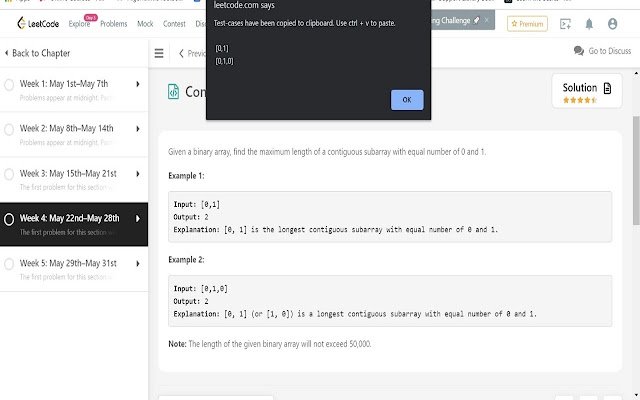 Leetcode: คัดลอกกรณีทดสอบตัวอย่างทั้งหมดจาก Chrome เว็บสโตร์เพื่อเรียกใช้ด้วย OffiDocs Chromium ออนไลน์