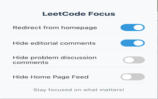 LeetCode Focus  from Chrome web store to be run with OffiDocs Chromium online