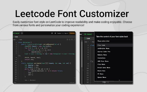 Leetcode Fonts  from Chrome web store to be run with OffiDocs Chromium online