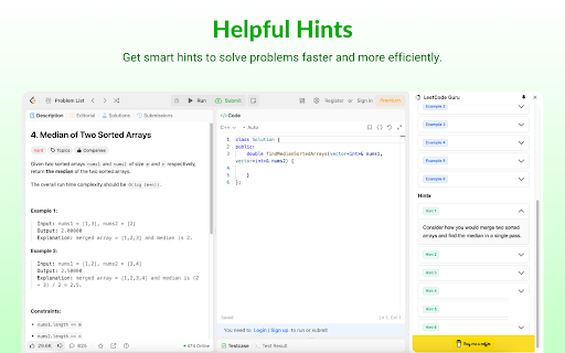 LeetCode Guru  from Chrome web store to be run with OffiDocs Chromium online