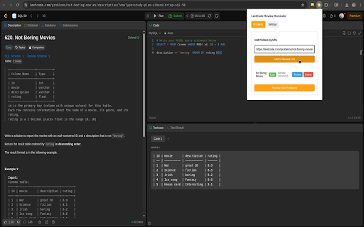 LeetCode Review Reminder  from Chrome web store to be run with OffiDocs Chromium online