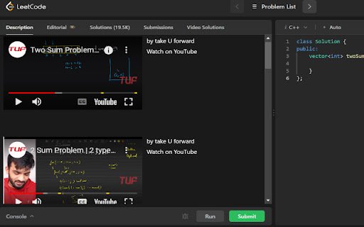 LeetCode Video Soltuions(New Ui)  from Chrome web store to be run with OffiDocs Chromium online