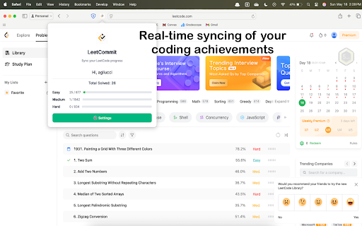LeetCommit  from Chrome web store to be run with OffiDocs Chromium online