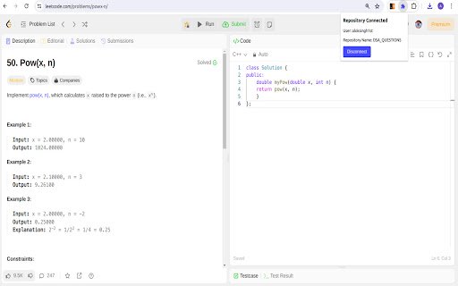 LeetGit  from Chrome web store to be run with OffiDocs Chromium online