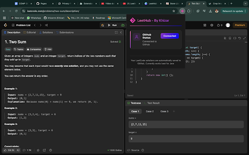 LeetHub  from Chrome web store to be run with OffiDocs Chromium online