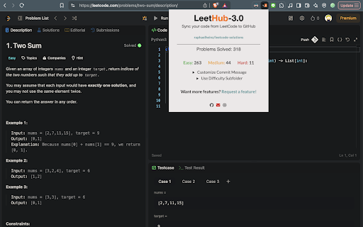 LeetHub 3.0  from Chrome web store to be run with OffiDocs Chromium online