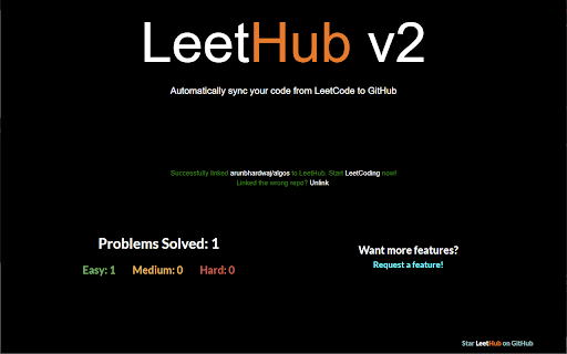 LeetHub v2 from Chrome web store to be run with OffiDocs Chromium online LeetHub v2 from Chrome web store to be run with OffiDocs Chromium online