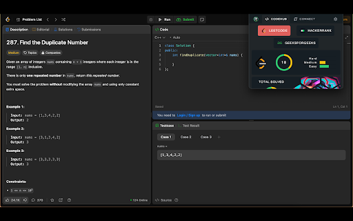 LeetHub v4  from Chrome web store to be run with OffiDocs Chromium online