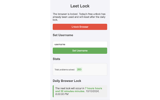Leet Lock  from Chrome web store to be run with OffiDocs Chromium online
