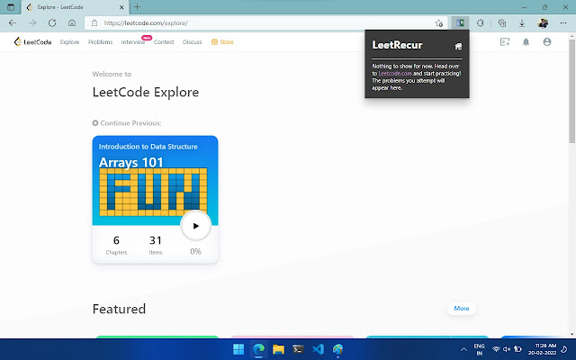 LeetRecur Spaced Repetition for Leetcode  from Chrome web store to be run with OffiDocs Chromium online
