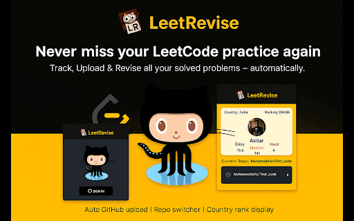 LeetRevise  from Chrome web store to be run with OffiDocs Chromium online