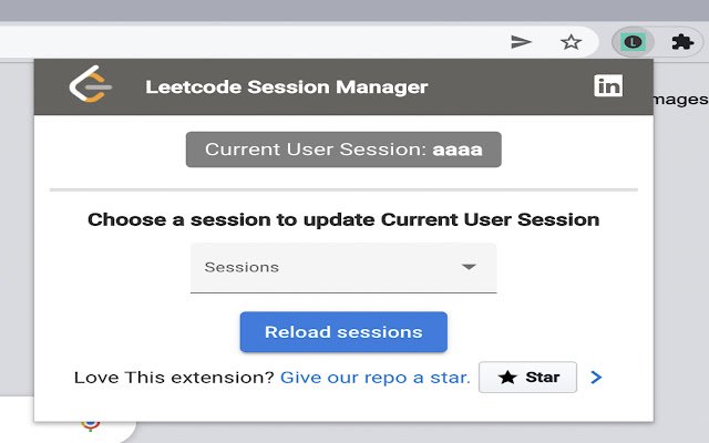 LeetSessionManager dal Chrome Web Store da eseguire con OffiDocs Chromium online