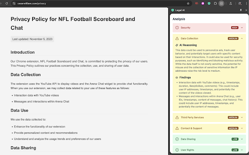 Legal AI: Privacy Policy Analyzer  from Chrome web store to be run with OffiDocs Chromium online