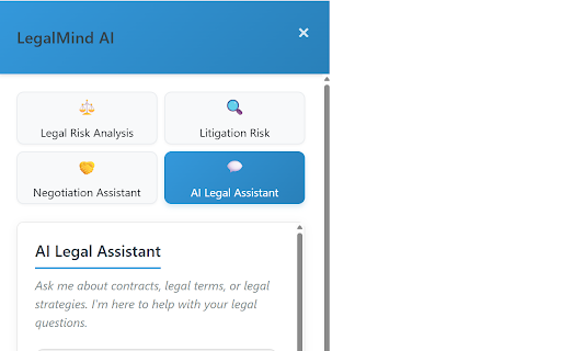 LegalMind AI  from Chrome web store to be run with OffiDocs Chromium online