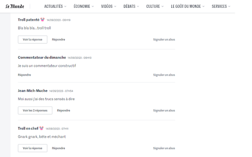 Le Monde comment clowns  from Chrome web store to be run with OffiDocs Chromium online