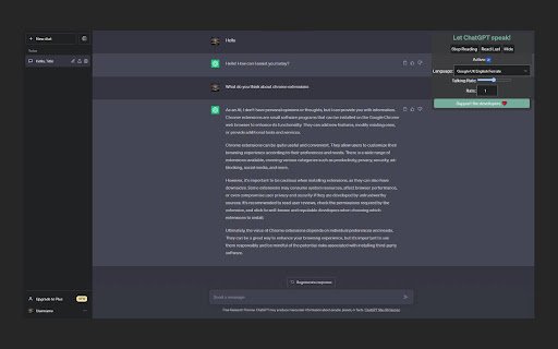 Let ChatGPT speak!  from Chrome web store to be run with OffiDocs Chromium online