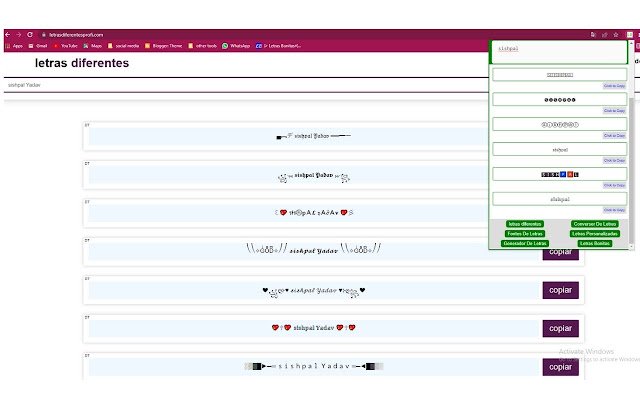 Letras Diferentes Czcionki instagramowe używane ze sklepu internetowego Chrome do uruchamiania z OffiDocs Chromium online