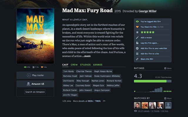 Letterboxd Enhanced daripada kedai web Chrome untuk dijalankan dengan OffiDocs Chromium dalam talian