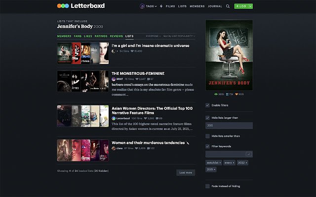 OffiDocs Chromium çevrimiçi ile çalıştırılacak Chrome web mağazasından Letterboxd Film Listesi Filtreleri