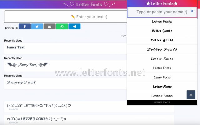 Mga Letter Font mula sa Chrome web store na tatakbo sa OffiDocs Chromium online