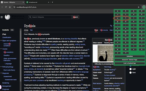 Letter mirroring for dyslexia  from Chrome web store to be run with OffiDocs Chromium online