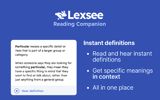 Lexsee AI Language and Reading Companion  from Chrome web store to be run with OffiDocs Chromium online