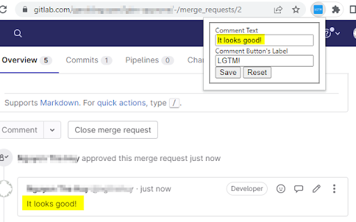 LGTM Approve!  from Chrome web store to be run with OffiDocs Chromium online