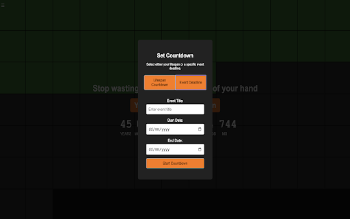 Life Countdown  from Chrome web store to be run with OffiDocs Chromium online