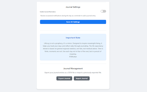 Life Log from Chrome web store to be run with OffiDocs Chromium online Life Log from Chrome web store to be run with OffiDocs Chromium online