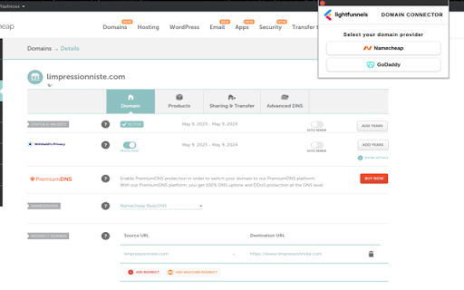 Lightfunnels Domain Connector  from Chrome web store to be run with OffiDocs Chromium online