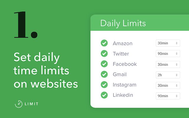 Limit Imposta i limiti per i siti che distraggono dal Chrome Web Store da eseguire con OffiDocs Chromium online