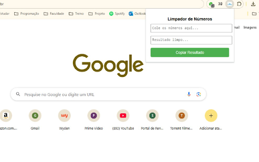 Limpador de Números from Chrome web store to be run with OffiDocs Chromium online Limpador de Números from Chrome web store to be run with OffiDocs Chromium online