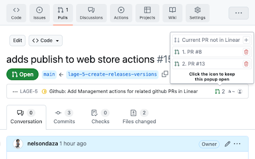 Linear and github extension  from Chrome web store to be run with OffiDocs Chromium online